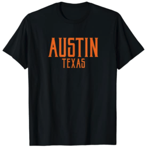 Austin Texas Vintage Text Orange Print T-Shirt